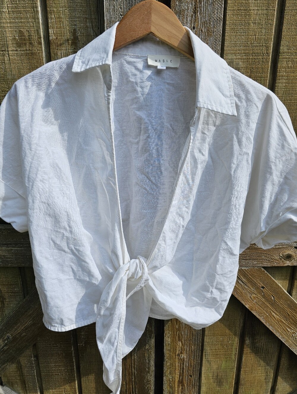 MARBLE White Linen-Texture Shirt Size Small